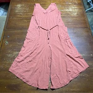 AnyBody Womens Cozy Knit Luxe V-Neck Gaucho Jumpsuit Burnt Orange Medium